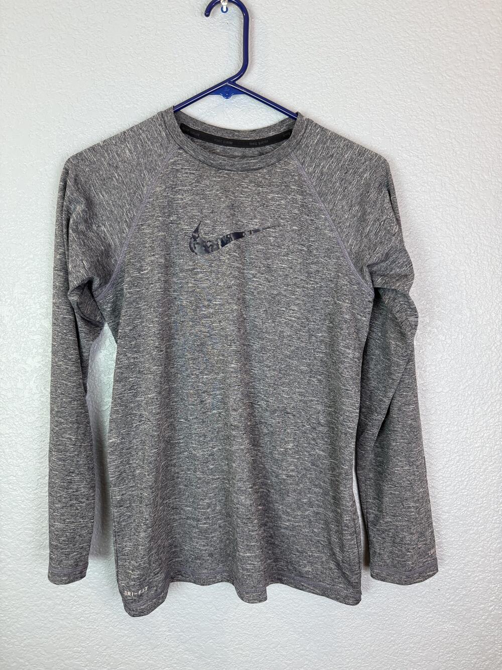 Nike Shirt Youth Extra Large Gray Dri-FIT Long Sleeve UPF 40+ Athletic Top